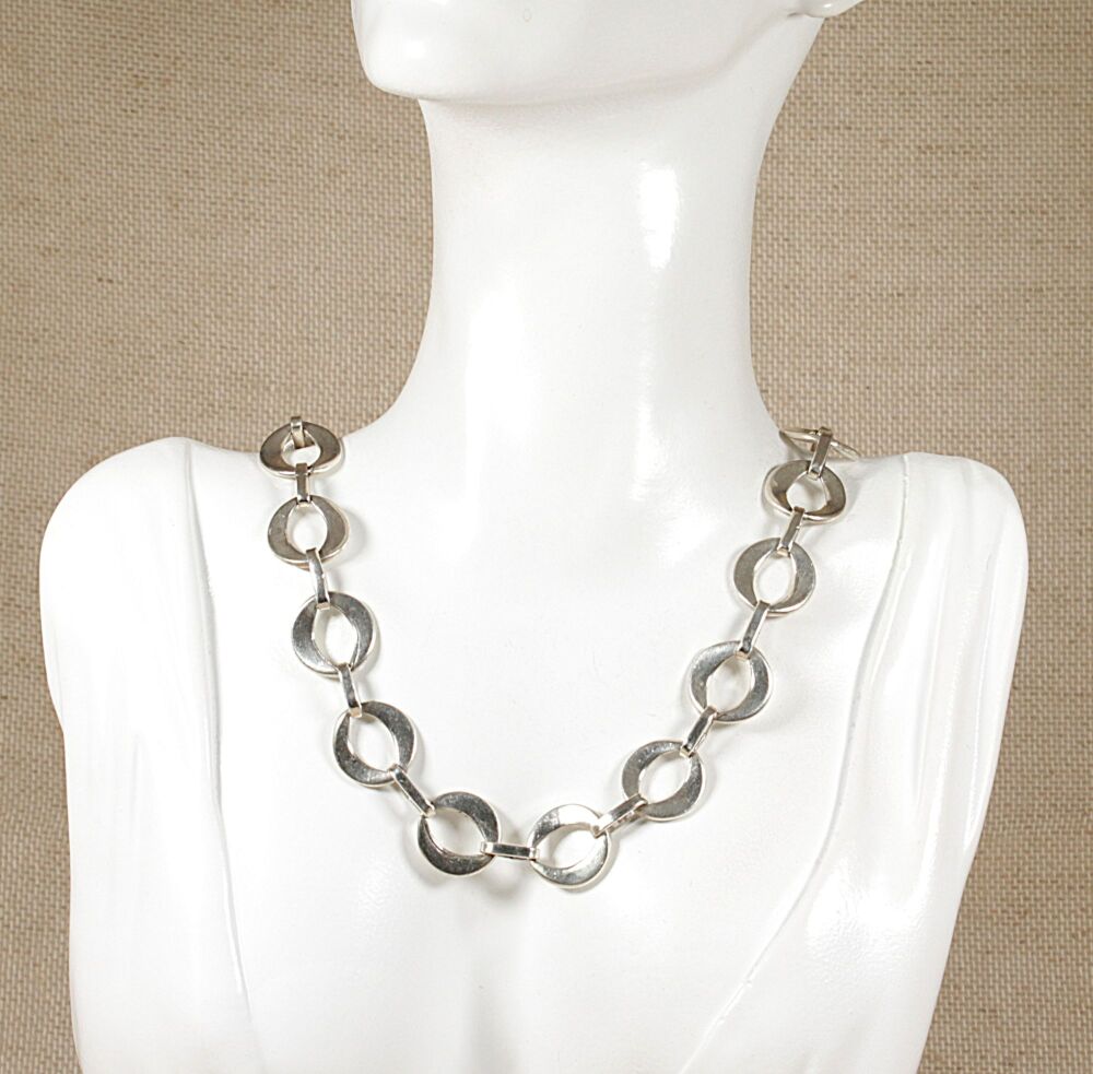 Silver Link Statement Necklace   #3584