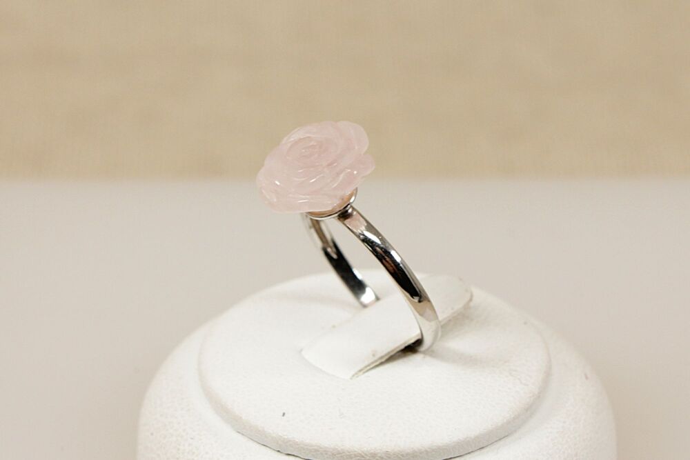 Silver Pink Rose Ring   #3679