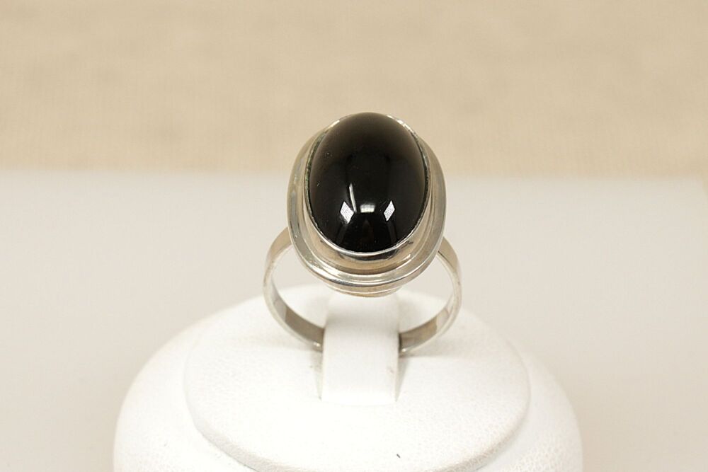 Silver & Black Oval Statement Ring   #3677