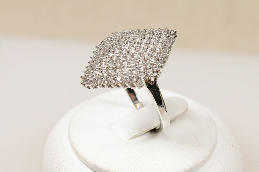 Silver White Topaz Pave`Cluster Ring   #3779