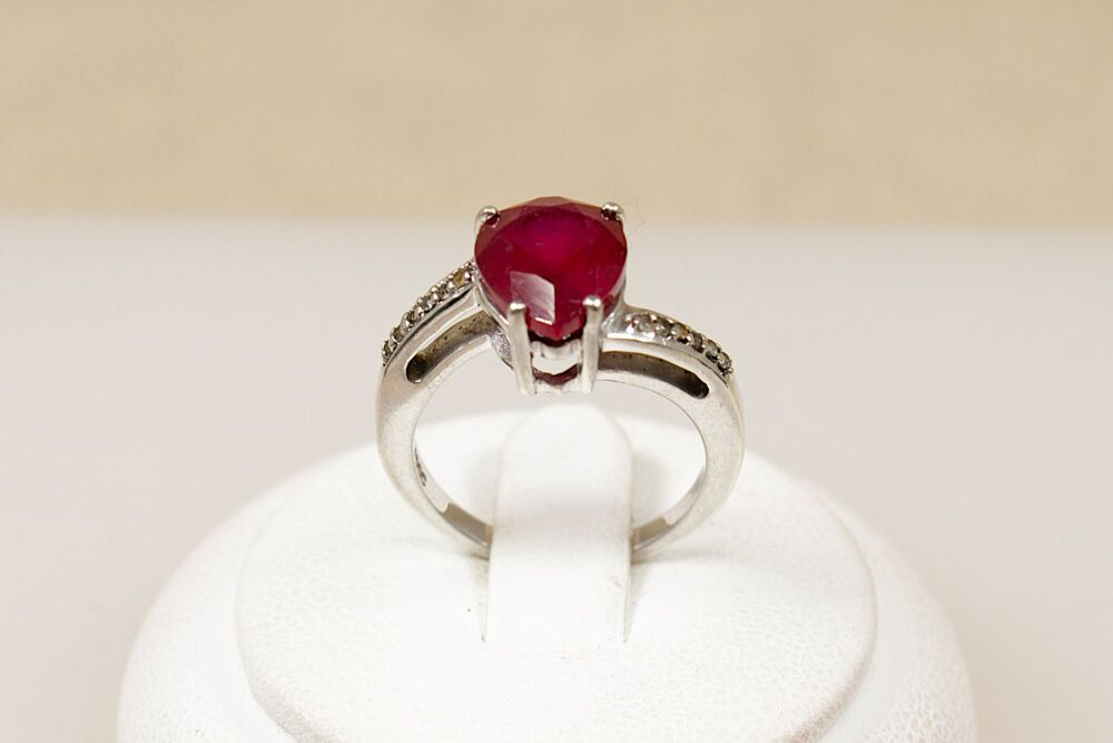 Silver Ruby Solitaire Ring  #3782