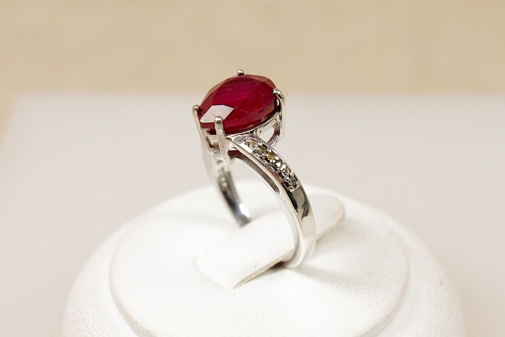 Silver Ruby Solitaire Ring  #3782