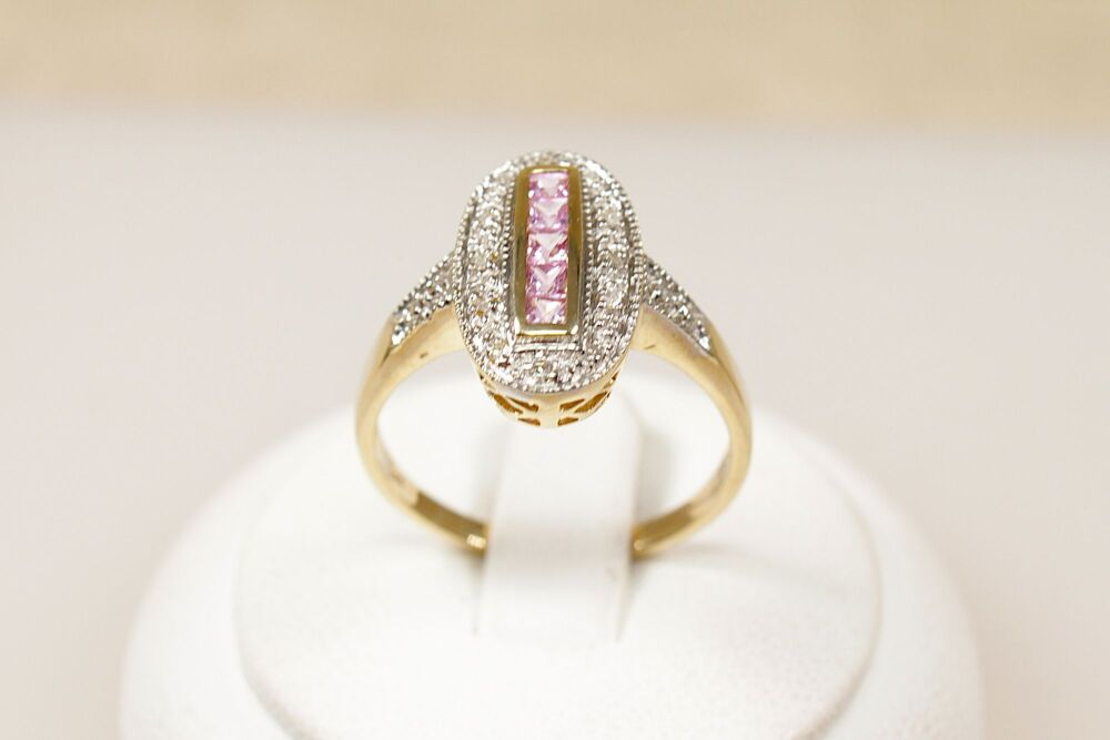 9ct Gold Pink Sapphire & Diamond Ring   #3811