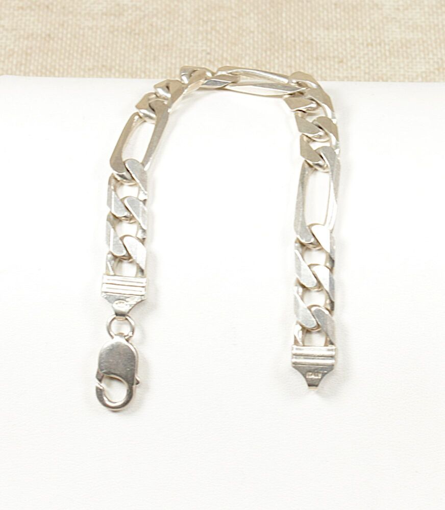 Silver Heavy Italian Figaro Bracelet  #3886