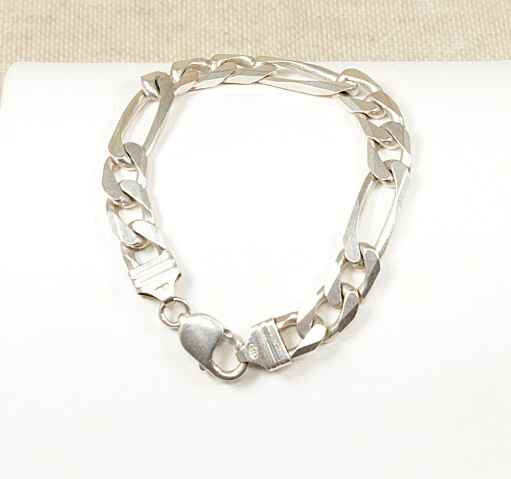 Silver Heavy Italian Figaro Bracelet  #3886