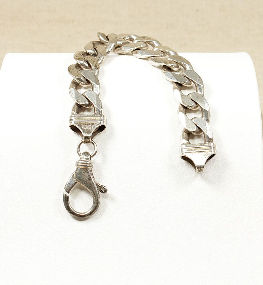 Man's Silver Heavy Curb Link Bracelet  #3888