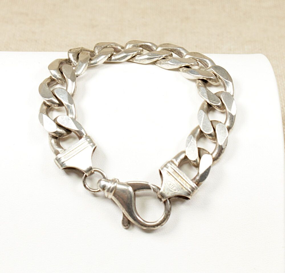 Man's Silver Heavy Curb Link Bracelet  #3888