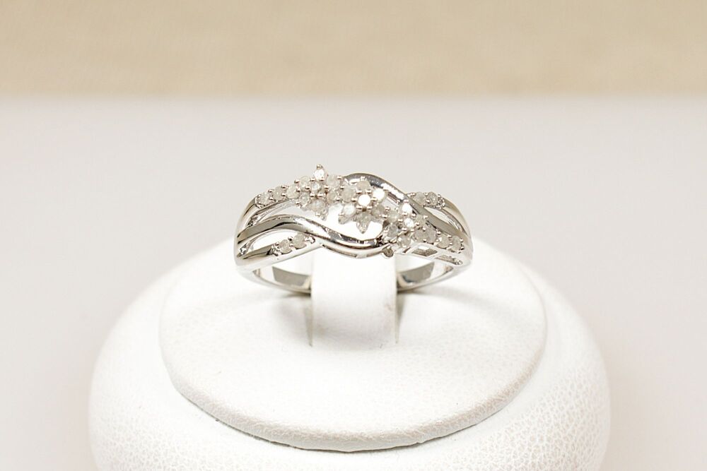 Silver Diamond Cluster Ring  #3787