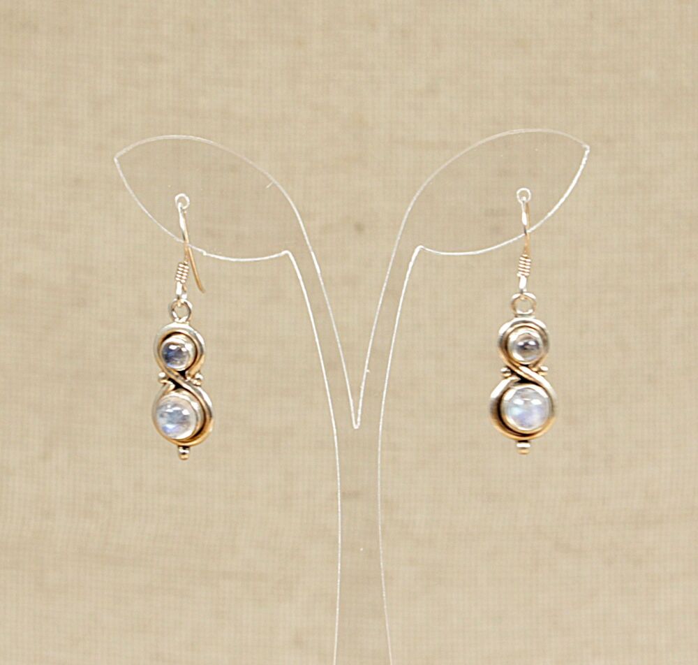 Silver & Moonstone Drop Earrings  #3898