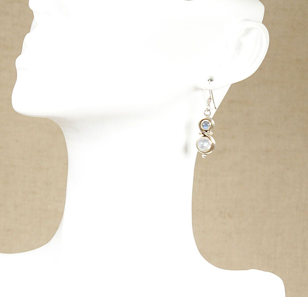 Silver & Moonstone Drop Earrings  #3898