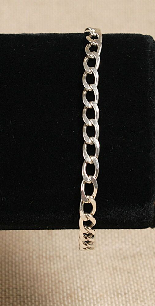 Silver Flat Curb Link Bracelet    #3915