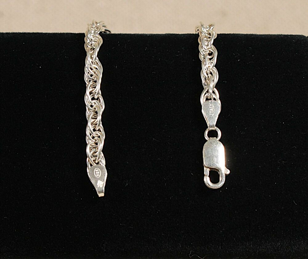 Silver Italian Rope link Bracelet   #3911