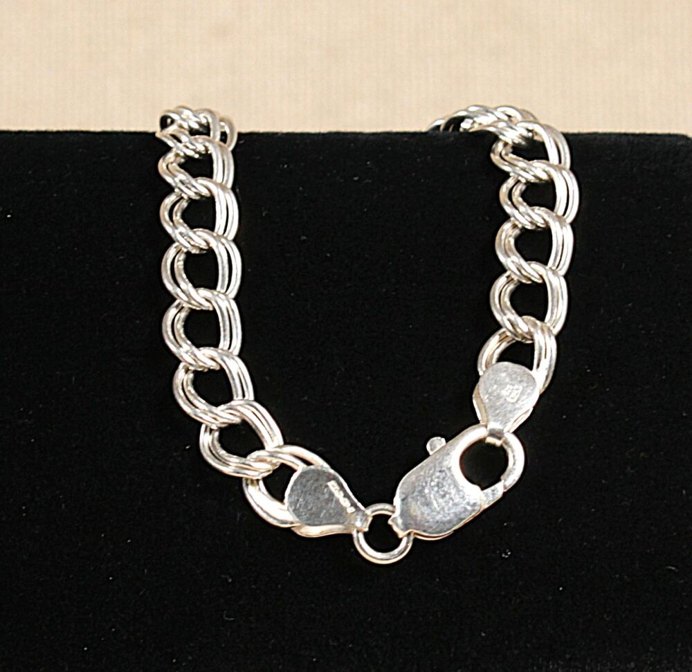 Silver Double Curb Link Bracelet  #3913