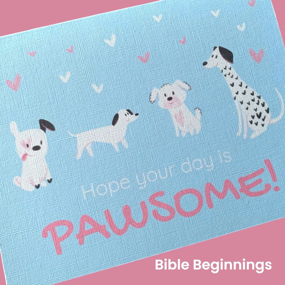 "Pawsome!" Birthday Card with Scripture text from Proverbs 10:22 KJV/AV.