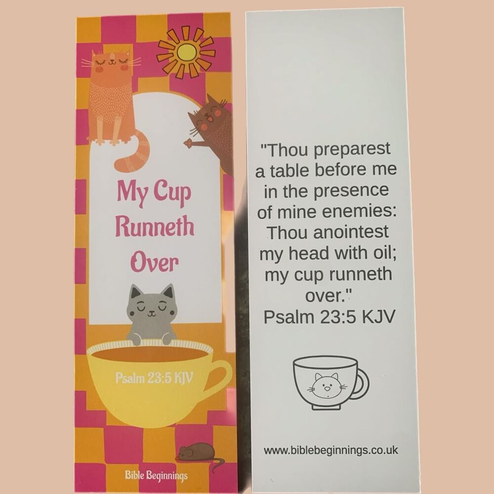 "My Cup Runneth Over" Cute Cat Book Marker