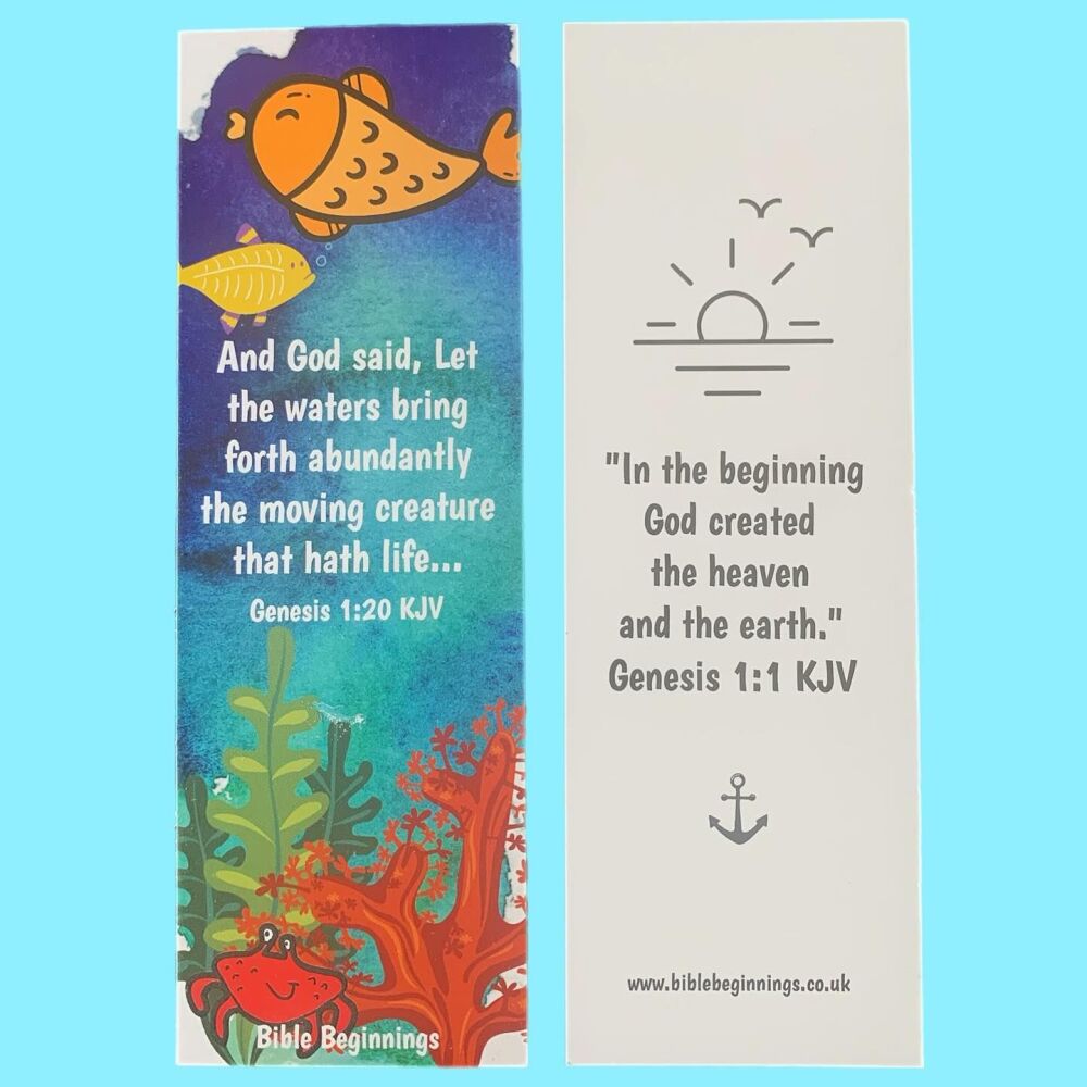 Under The Sea Book Marker with Genesis 1:20 KJV Verse