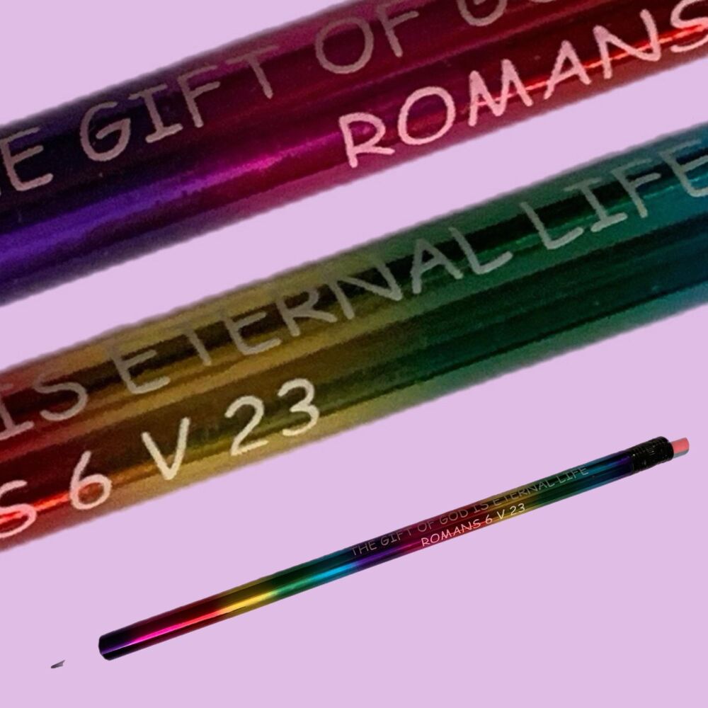 Rainbow Pencil with Romans 6:23