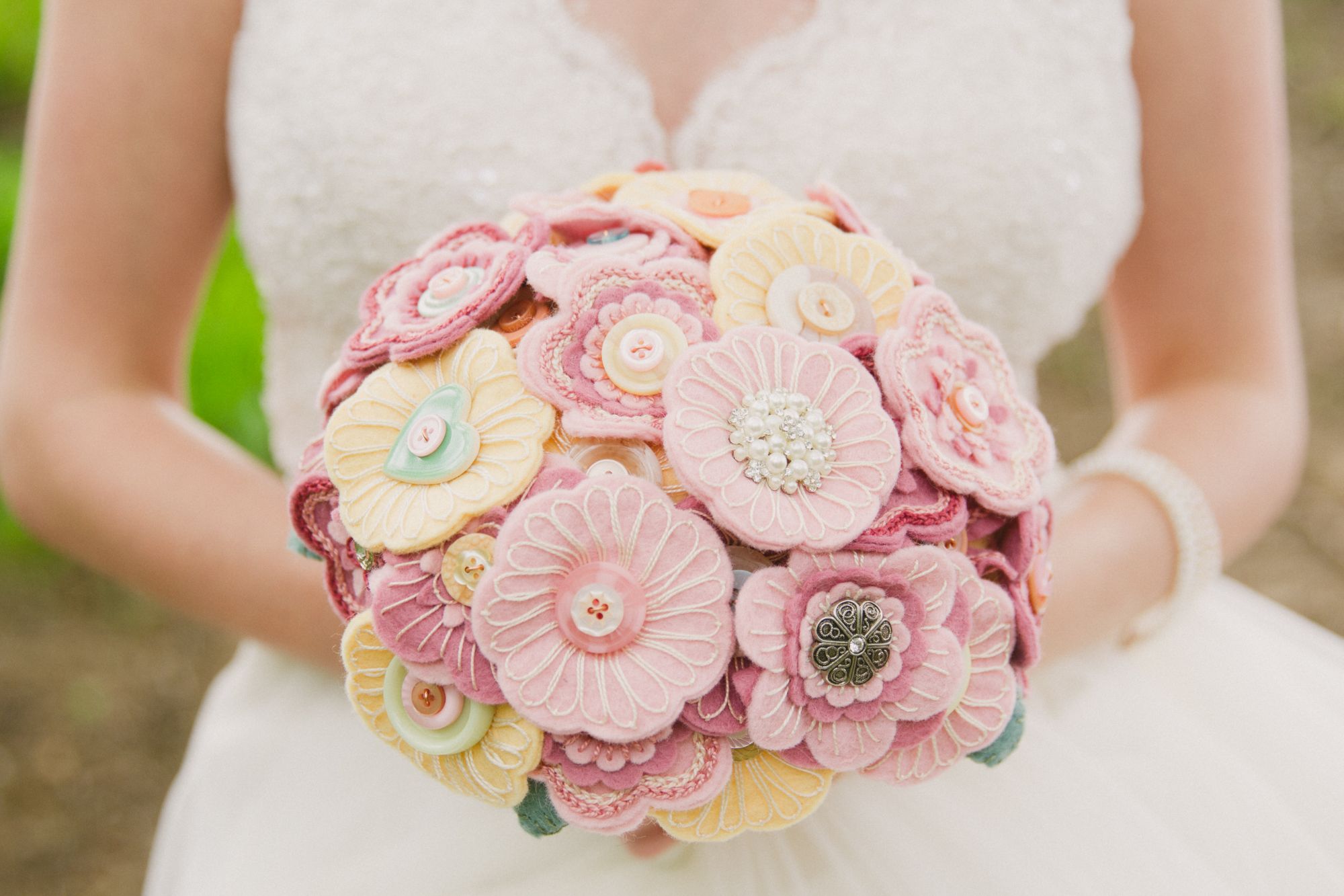 button and felt bouquets