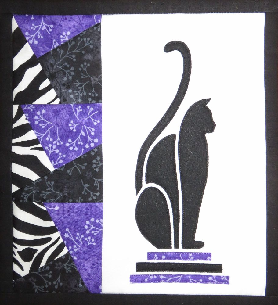 Art Deco Cat - patchwork kit - purple