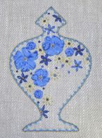 Indian Vase - ribbon embroidery kit in blue.