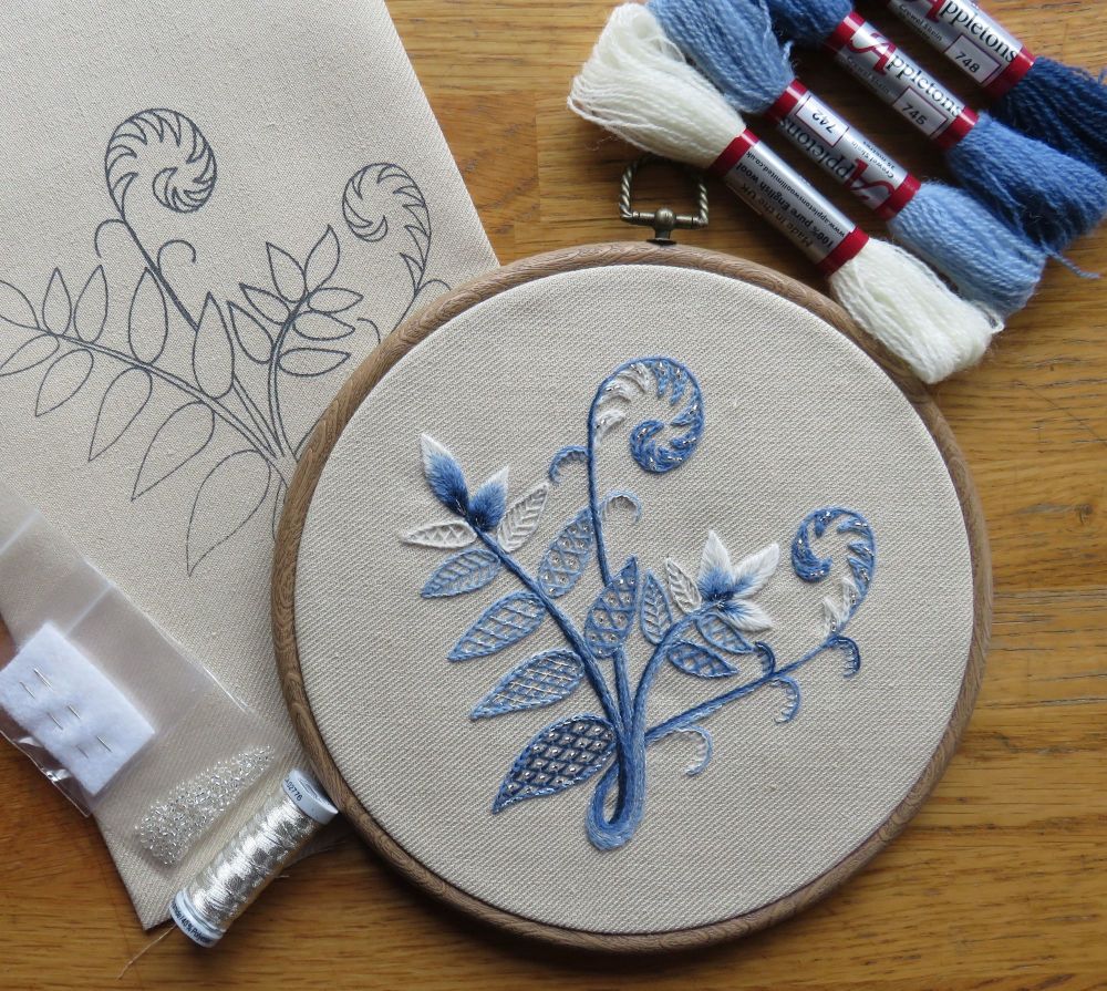 Winter Fern Crewel Work Embroidery Kit