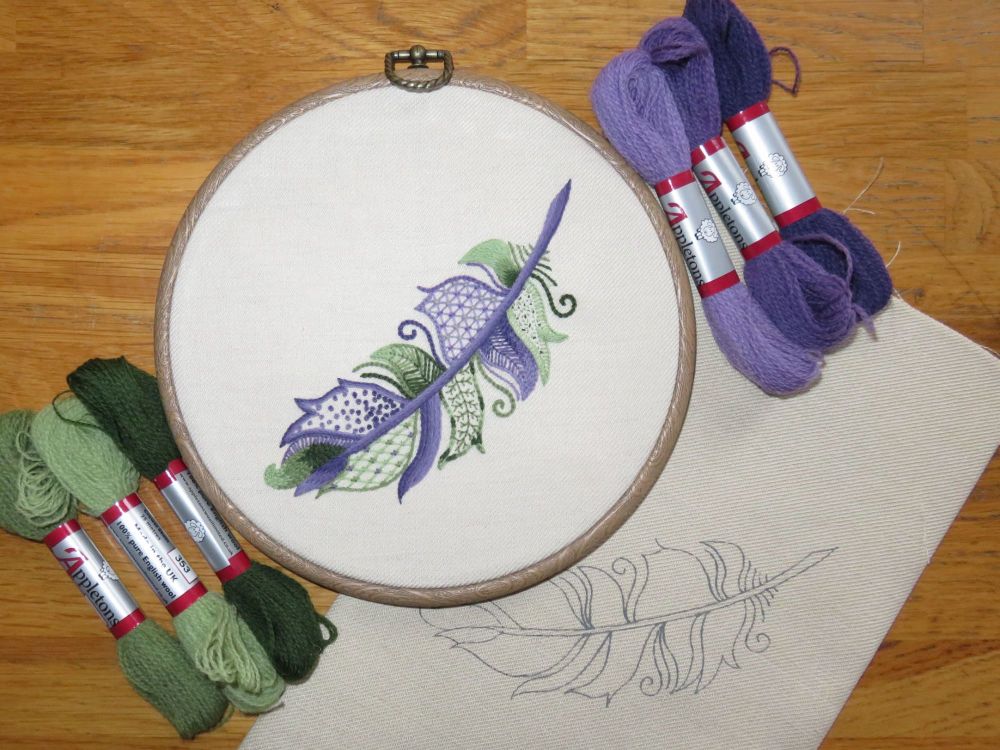 Hummingbird Feather crewel work embroidery kit.