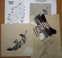 Sparkly Black and White Feather crewel work embroidery kit.