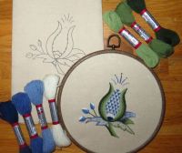 Arctic Thistle crewel work embroidery kit