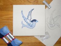 Sparkly Blue Bird crewel work embroidery kit.