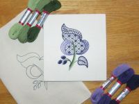 Purple Leaf crewel work embroidery kit.