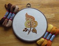 Sparkly Autumn Leaf crewel work embroidery kit.