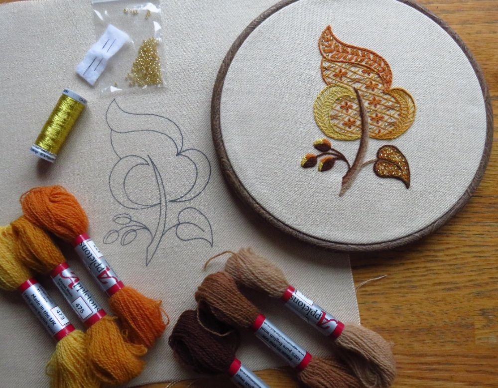 Leaf Crewel Work Embroidery Kits.