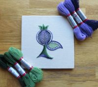 Pomegranate crewel work embroidery kit  - Purple