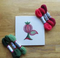 Pomegranate crewel work embroidery kit - Red