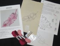 Pink Sparkly Feather crewel work embroidery kit.