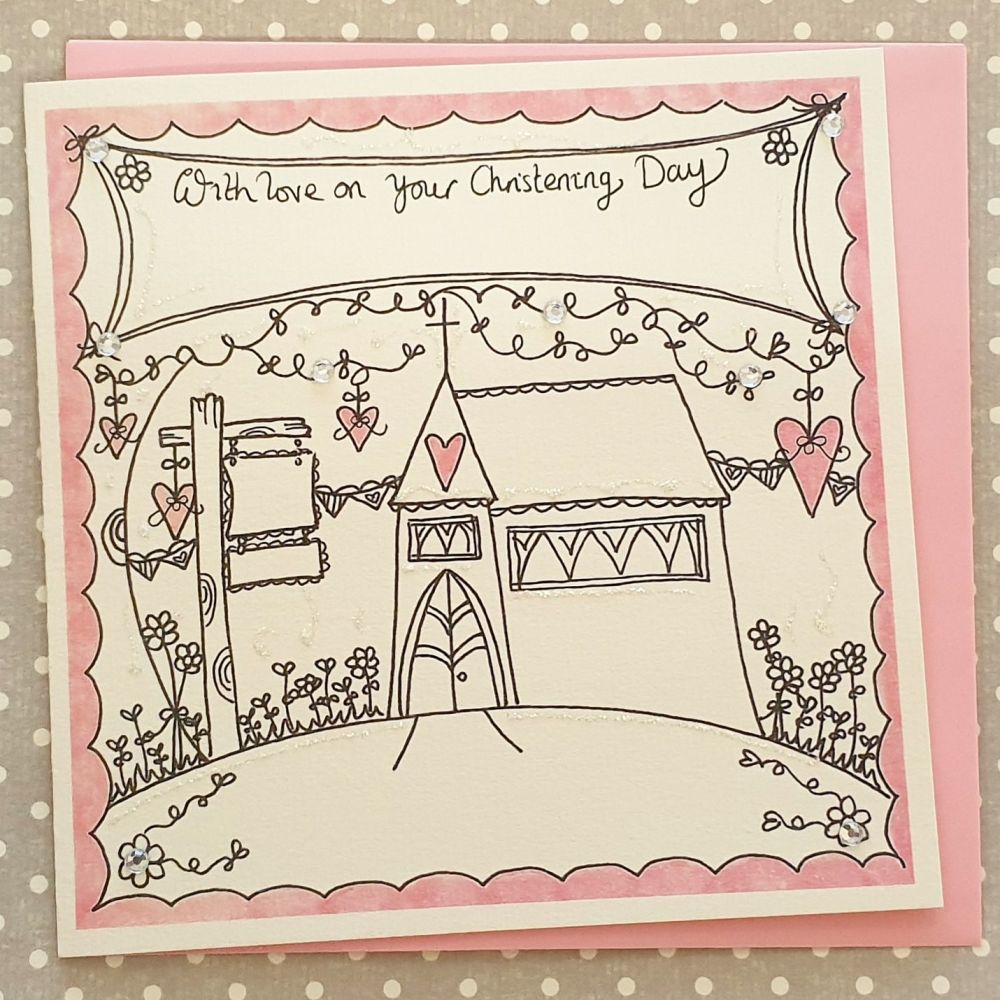 Christening Day Church card with Sparkle