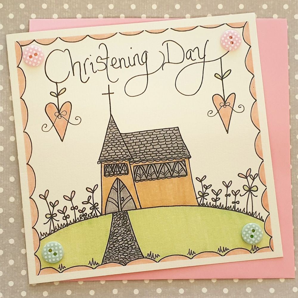 Christening Day Church card with Buttons