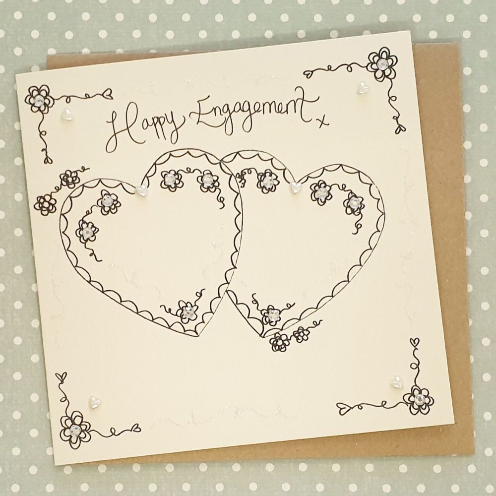 Classic Two Heart Engagement Card