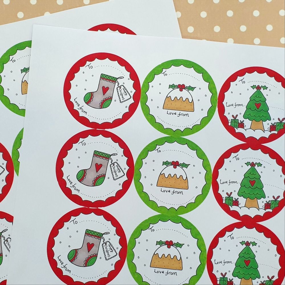 Quirky doodle Mixed Set of Christmas Stickers