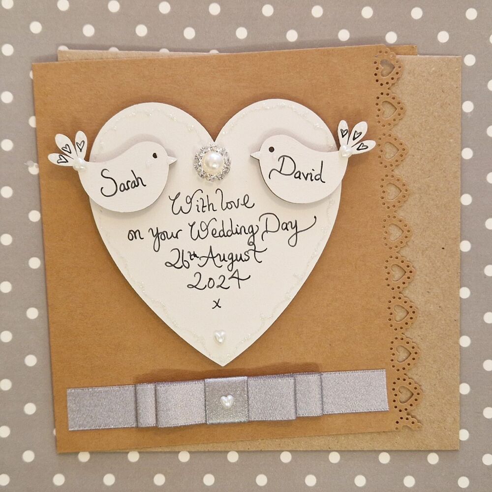 Heart and Birdies Wedding Card
