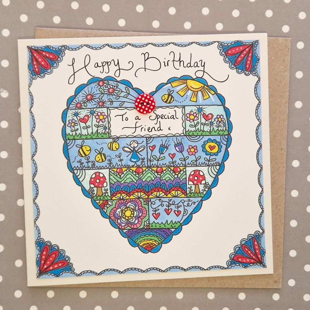 Fairy Doodle Heart Birthday Card