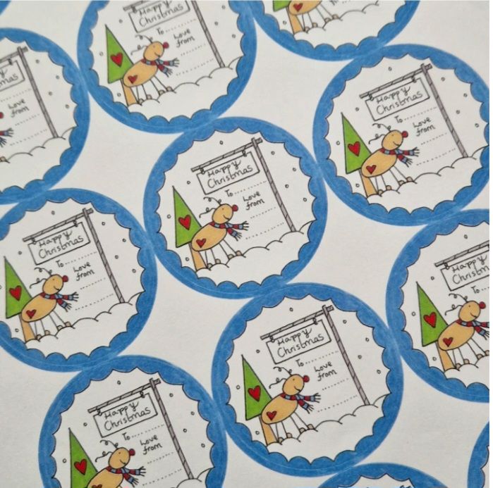 Quirky doodle Reindeer  Christmas Stickers