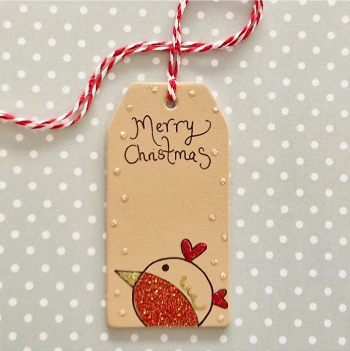 Sparkly Robin Christmas Tag