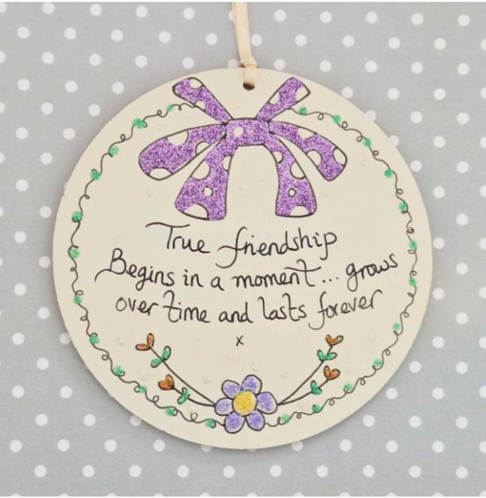 Purple sparkly bow friendship keepsake