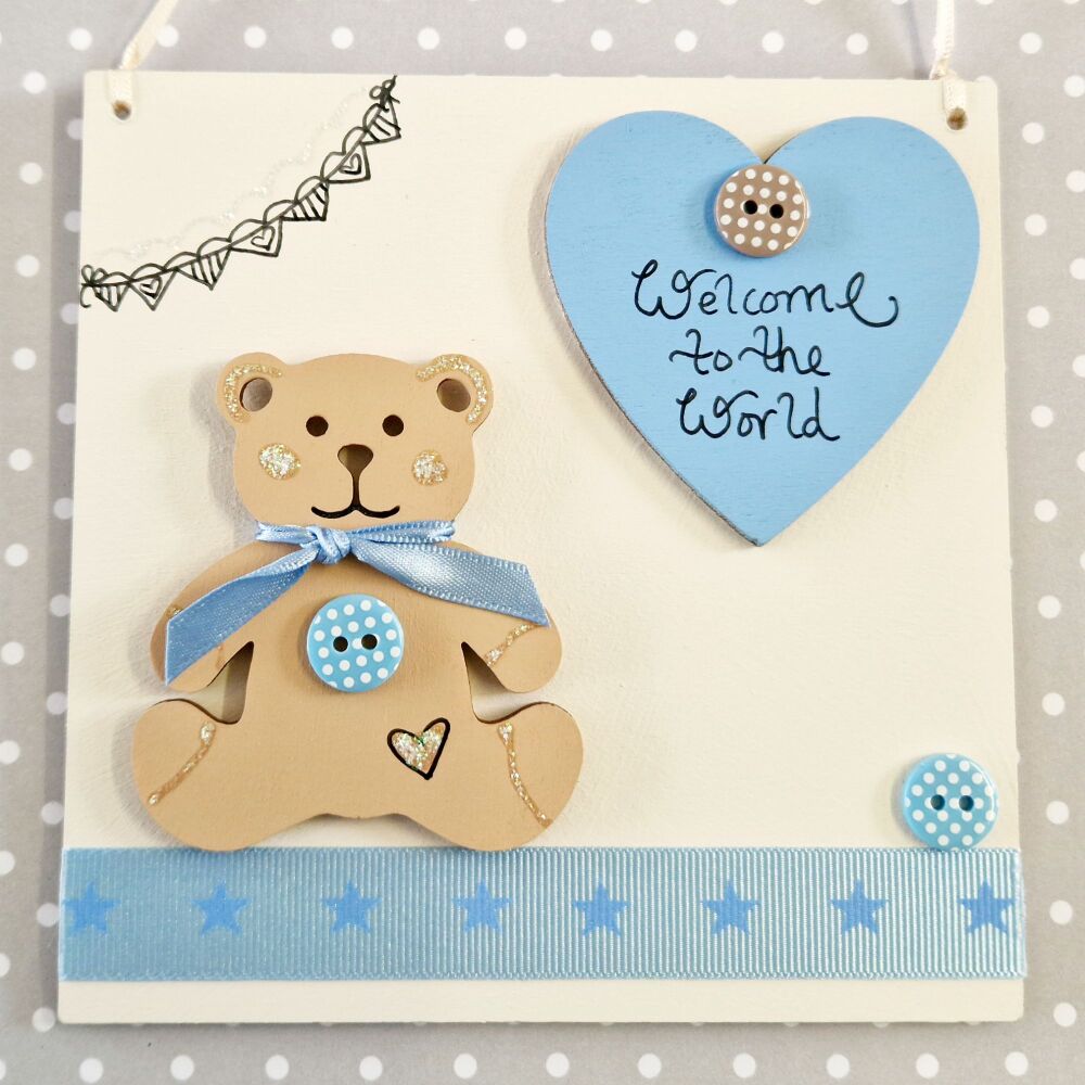 Cheeky Little Bear Keepsake Blue