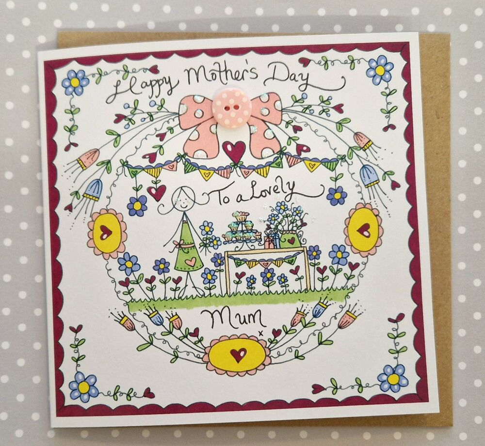 Pink Polka Dot Bow and Blooms