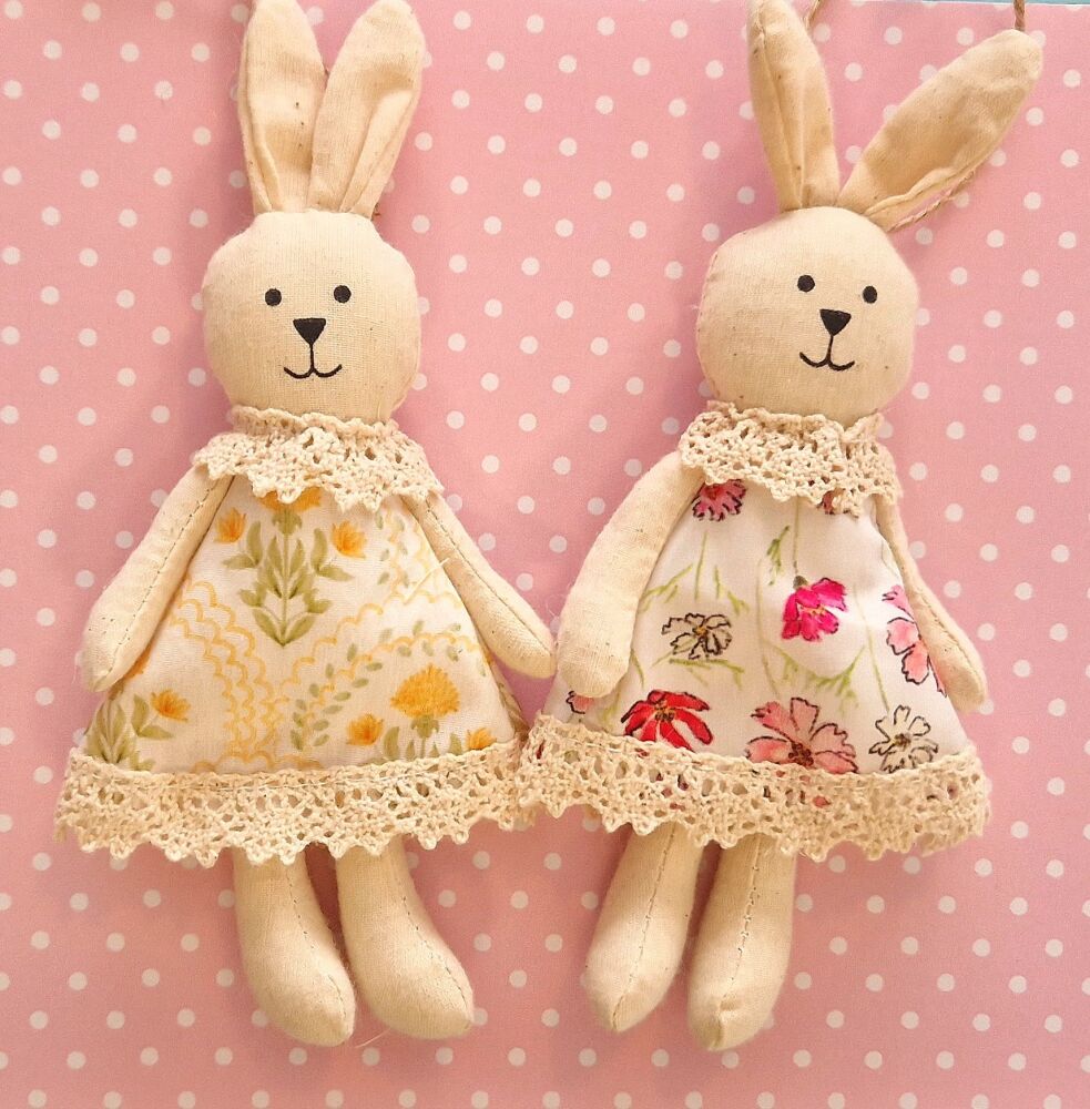 Pretty pair of Easter Bunnies in their Spring Dresses