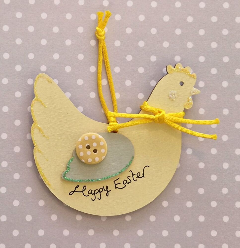Happy Hen with Pale Green Wings