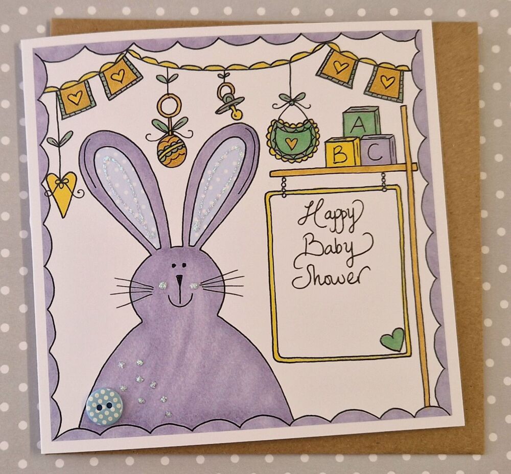 New... Big Eared Bunny Baby Shower Blue