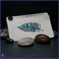Feathers in Blue Coin Purse.